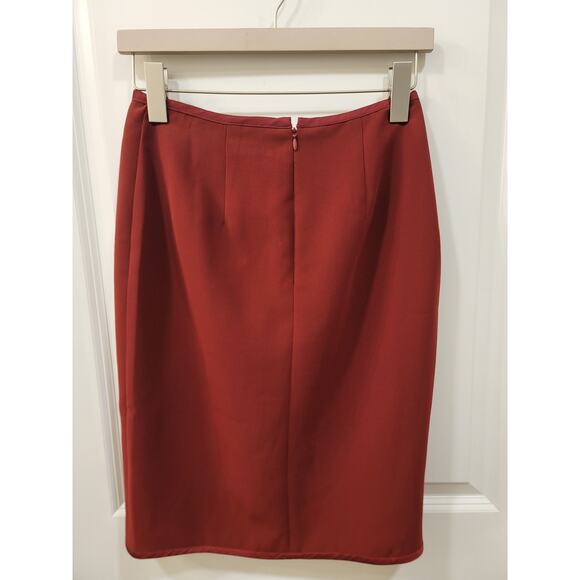 Ann Taylor Red Pencil Skirt with Satin Trim - Picture 3 of 9